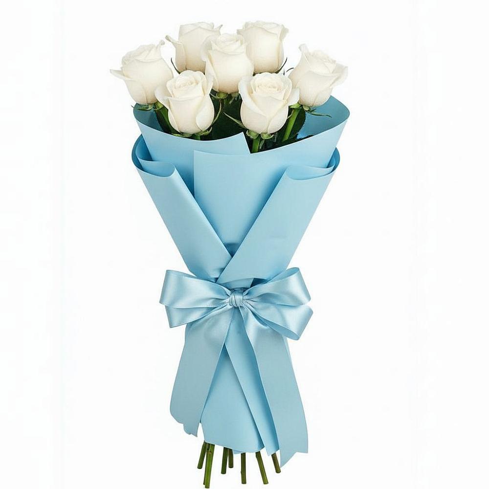 Букет 7 белых роз Проуд в Уссурийске