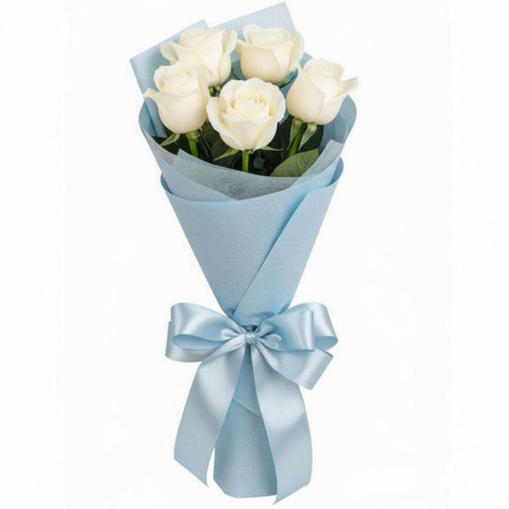 Букет 5 Белых роз Проуд в Уссурийске