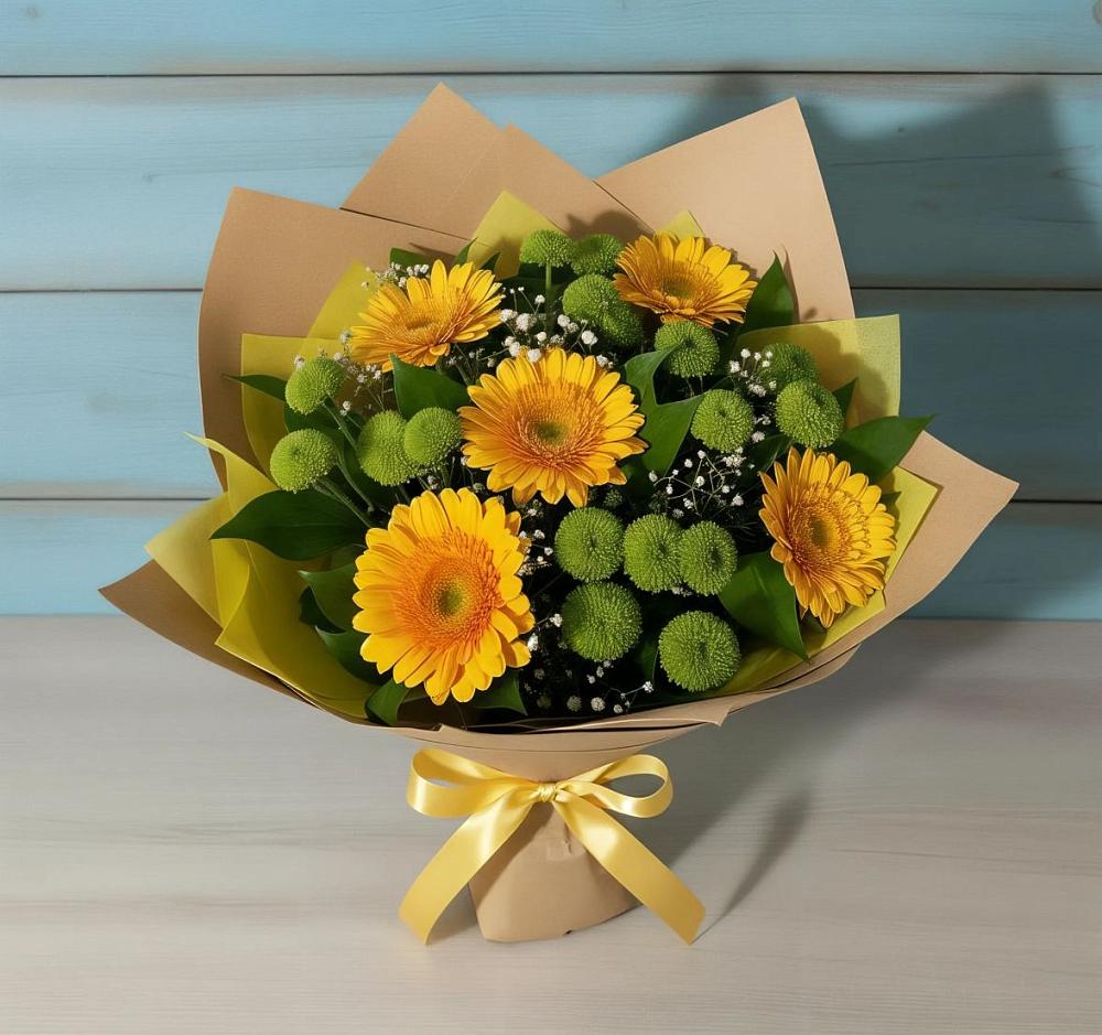 Букет цветов из: Герберы и Хризантемы в Уссурийске