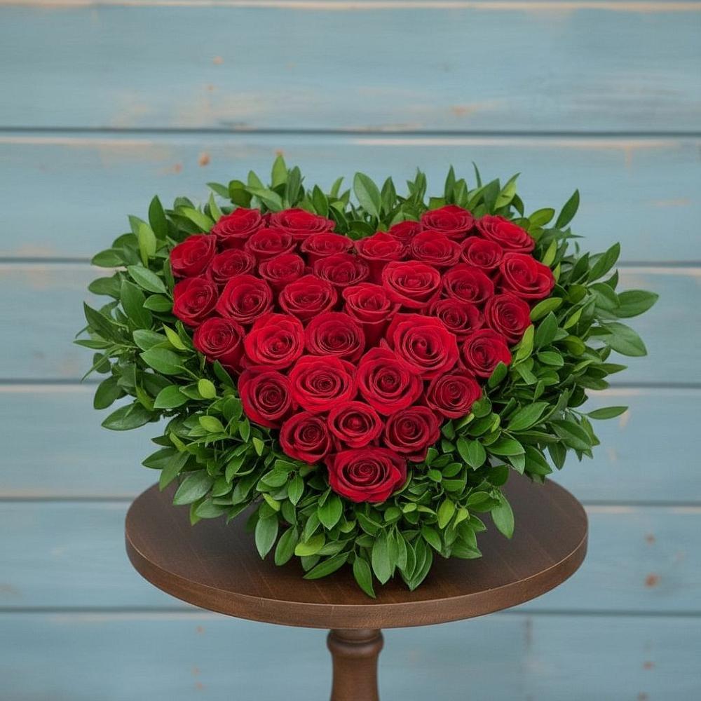 Цветочная композиция из Розы в виде сердца в Уссурийске