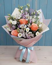 Букет цветов из:  Лизиантусы, Розы, Альстромерии и Гипсофила #REPLACE_PRED# Уссурийске