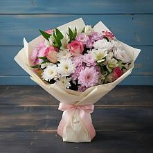 Букет цветов из:  Хризантемы, Альстромерии и Розы #REPLACE_PRED# Уссурийске