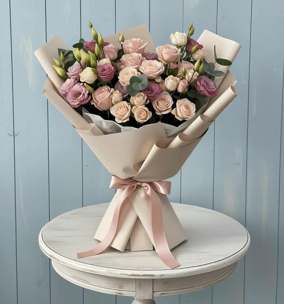 Букет цветов из: Розы и Лизиантусы в Уссурийске