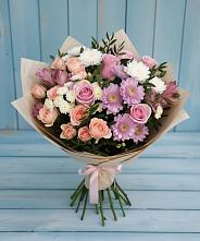Букет цветов из:  Хризантемы, Розы и Альстромерии в Уссурийске