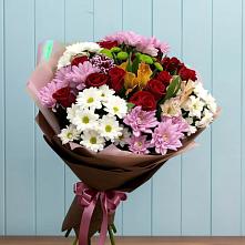 Букет цветов из:  Розы, Хризантемы и Альстромерии в Уссурийске