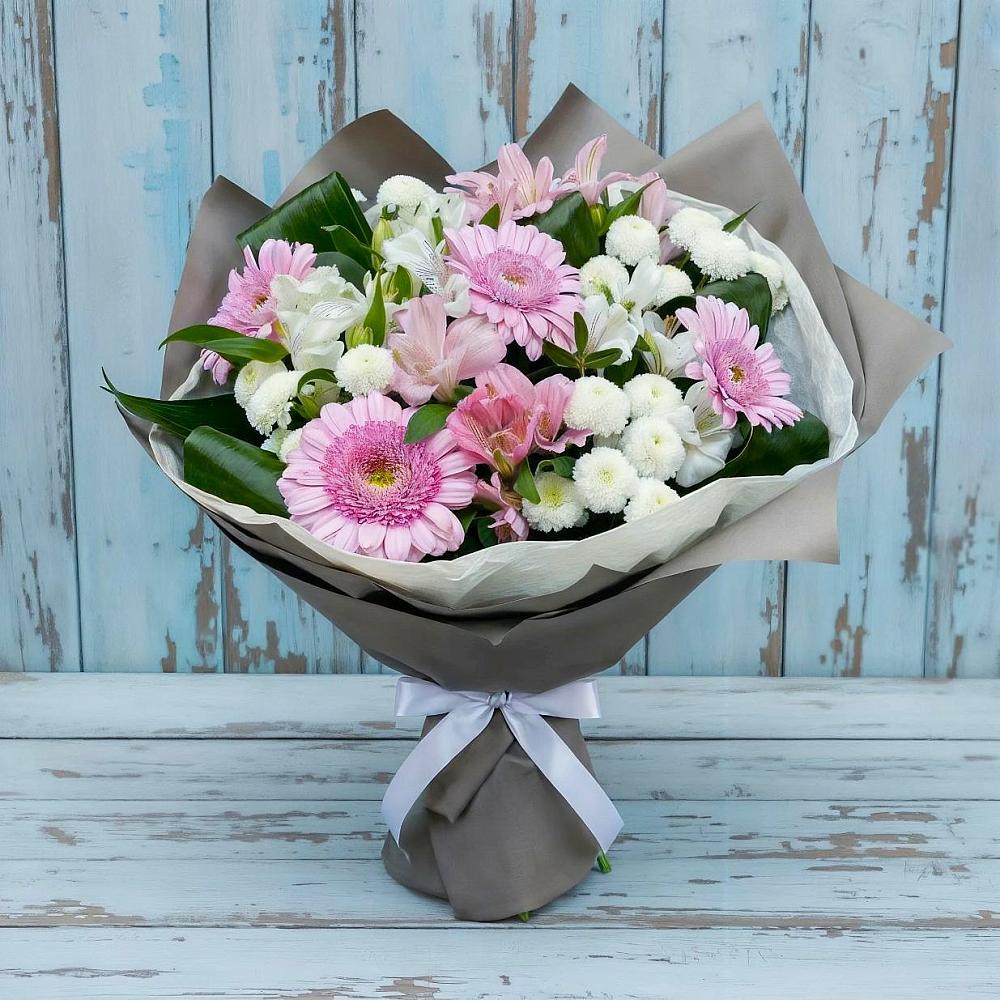 Букет цветов из: Герберы, Альстромерии и Хризантемы в Уссурийске